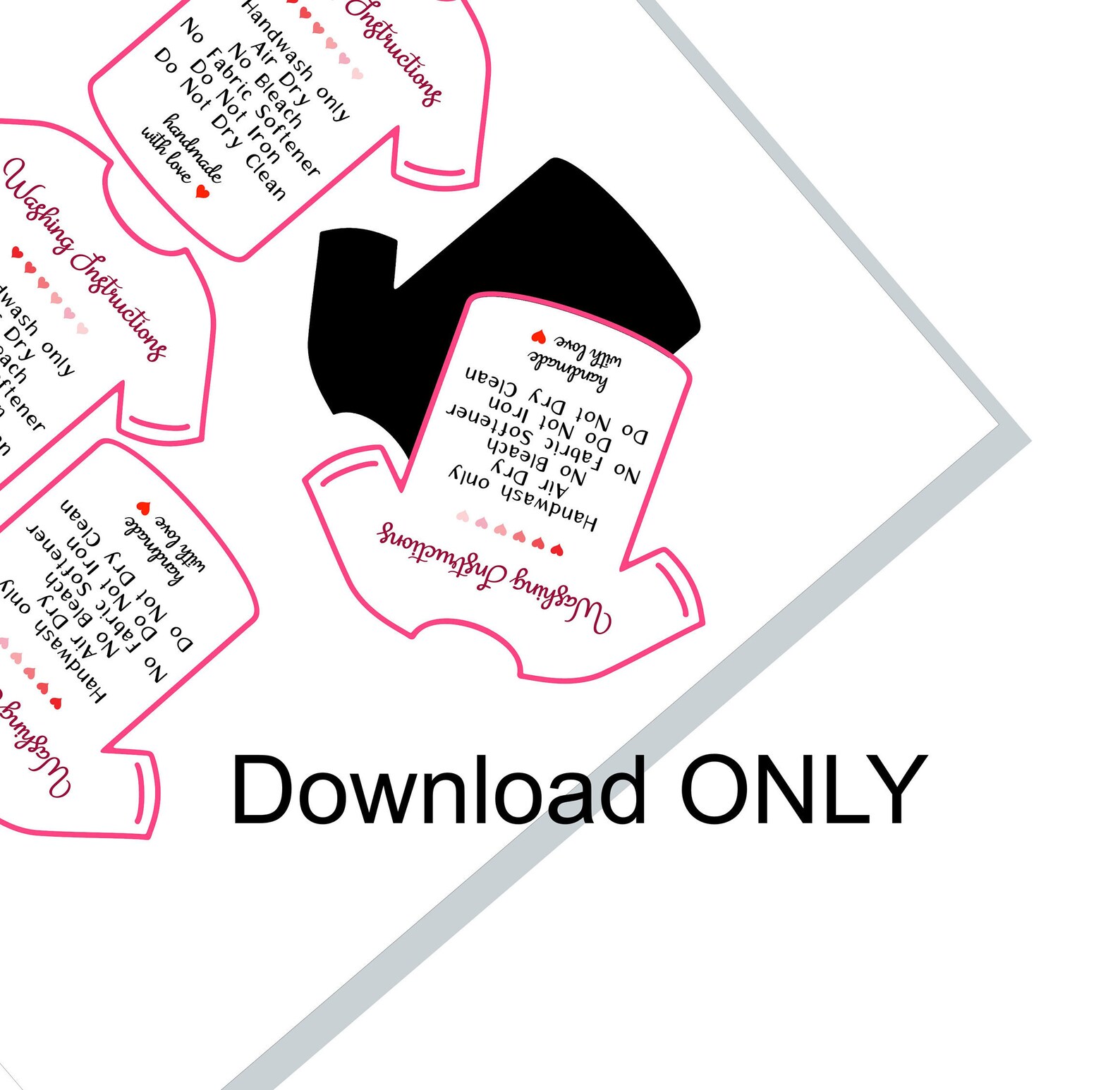 Tshirt Care Card Printable Shirt Washing Instructions PNG - Etsy