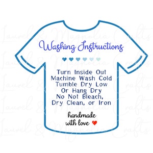 Tshirt Care Card Printable Shirt Washing Instructions PNG - Etsy