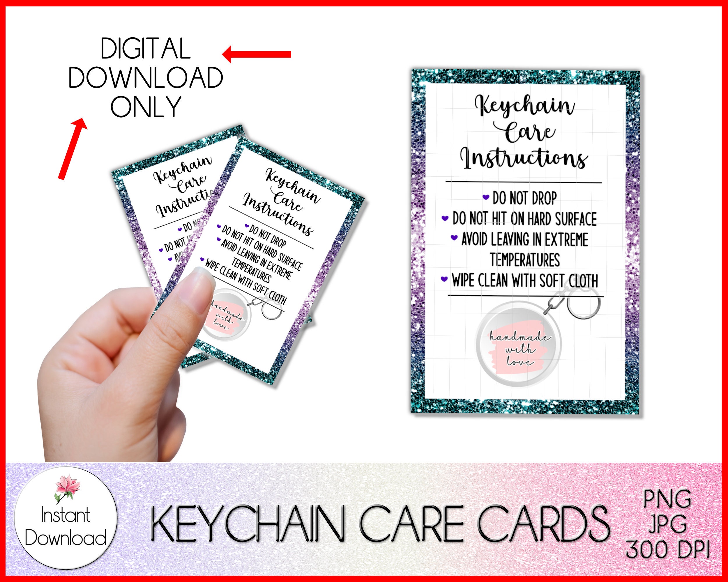 Keychain Care Card Keychain Care Instructions Epoxy Care Etsy