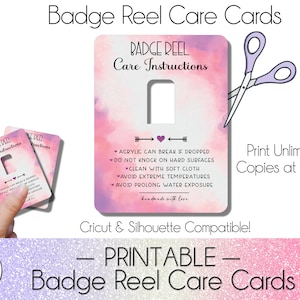 Scheda di cura della bobina per badge stampabile, modello bobina per badge PNG, PDF, JPG
