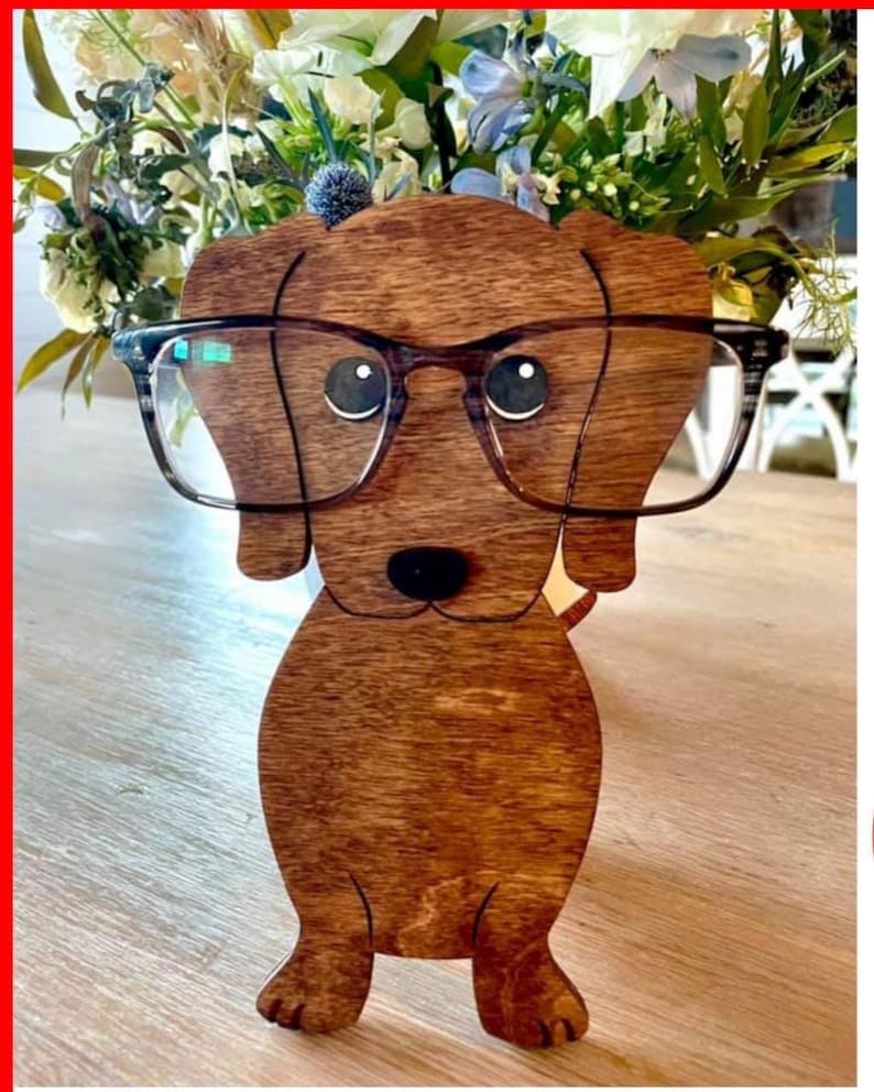 Dackel Brillenhalter SVG, Laser geschnitten Datei, Hund Brillenständer (digitaler Download) Bild 1