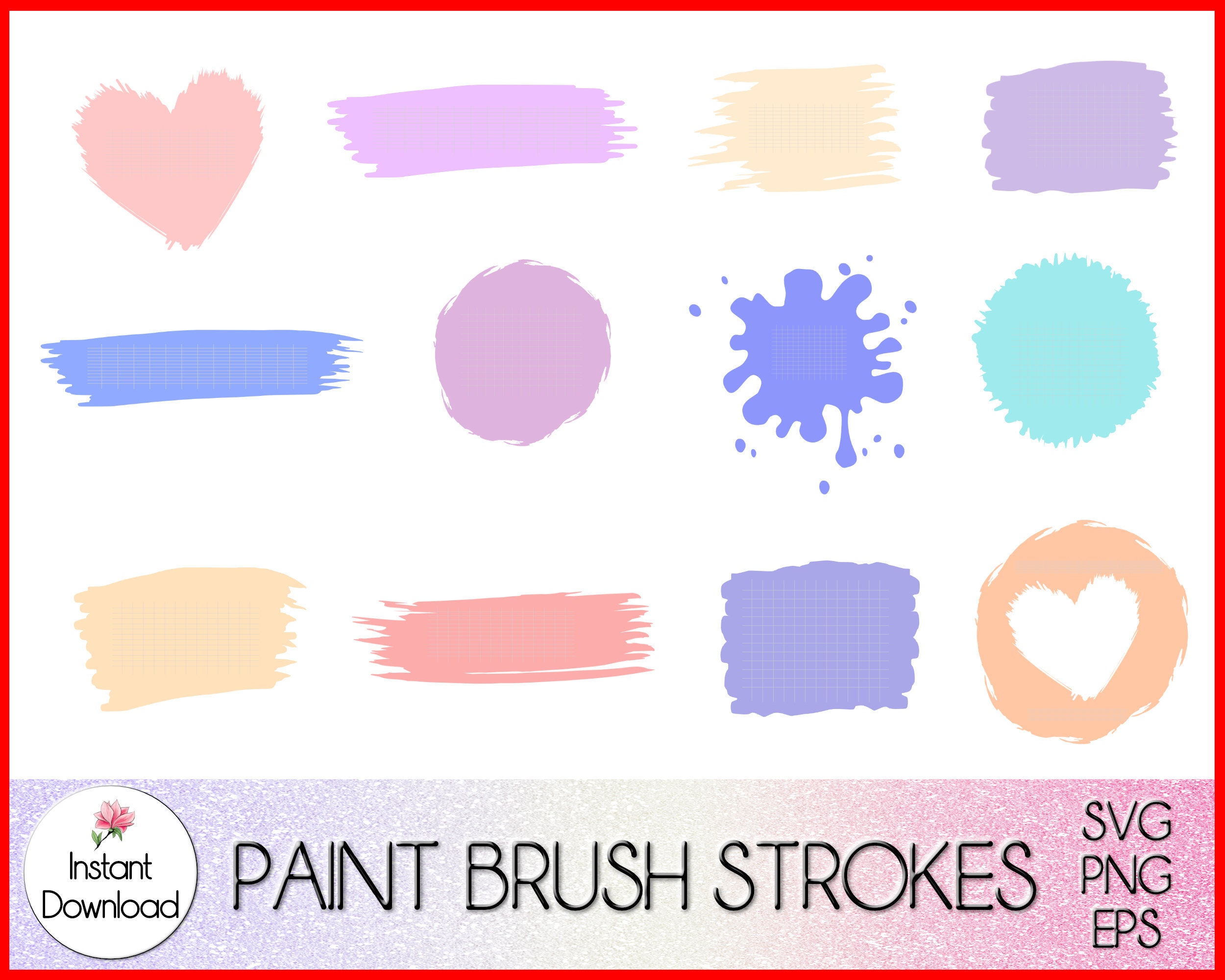 Download Paint Brush Strokes SVG Keychain PNG Circle Keyring | Etsy