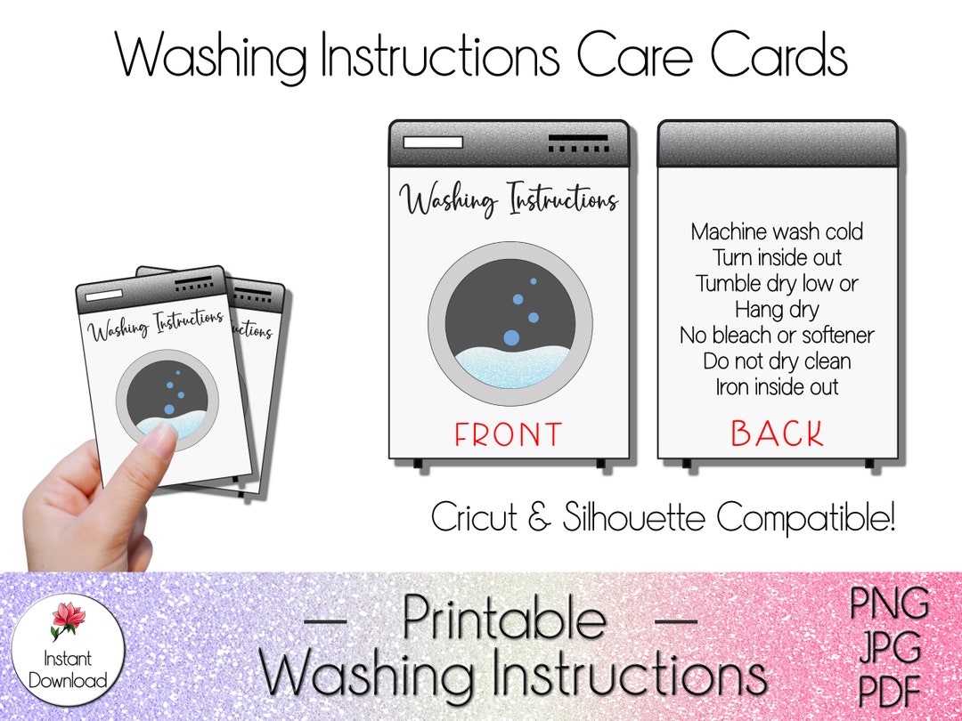 Printable T-shirt Care Card Shirt Washing Instructions PNG - Etsy