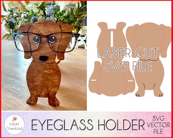 Dachshund Eyeglass Holder SVG, Glowforge SVG file, Eyeglasses Stand, Glasses Holder, Eyeglass Display