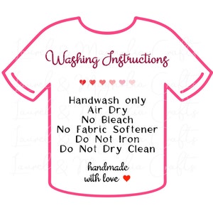 Tshirt Care Card Printable, Shirt Washing Instructions, PNG, JPG, Print ...