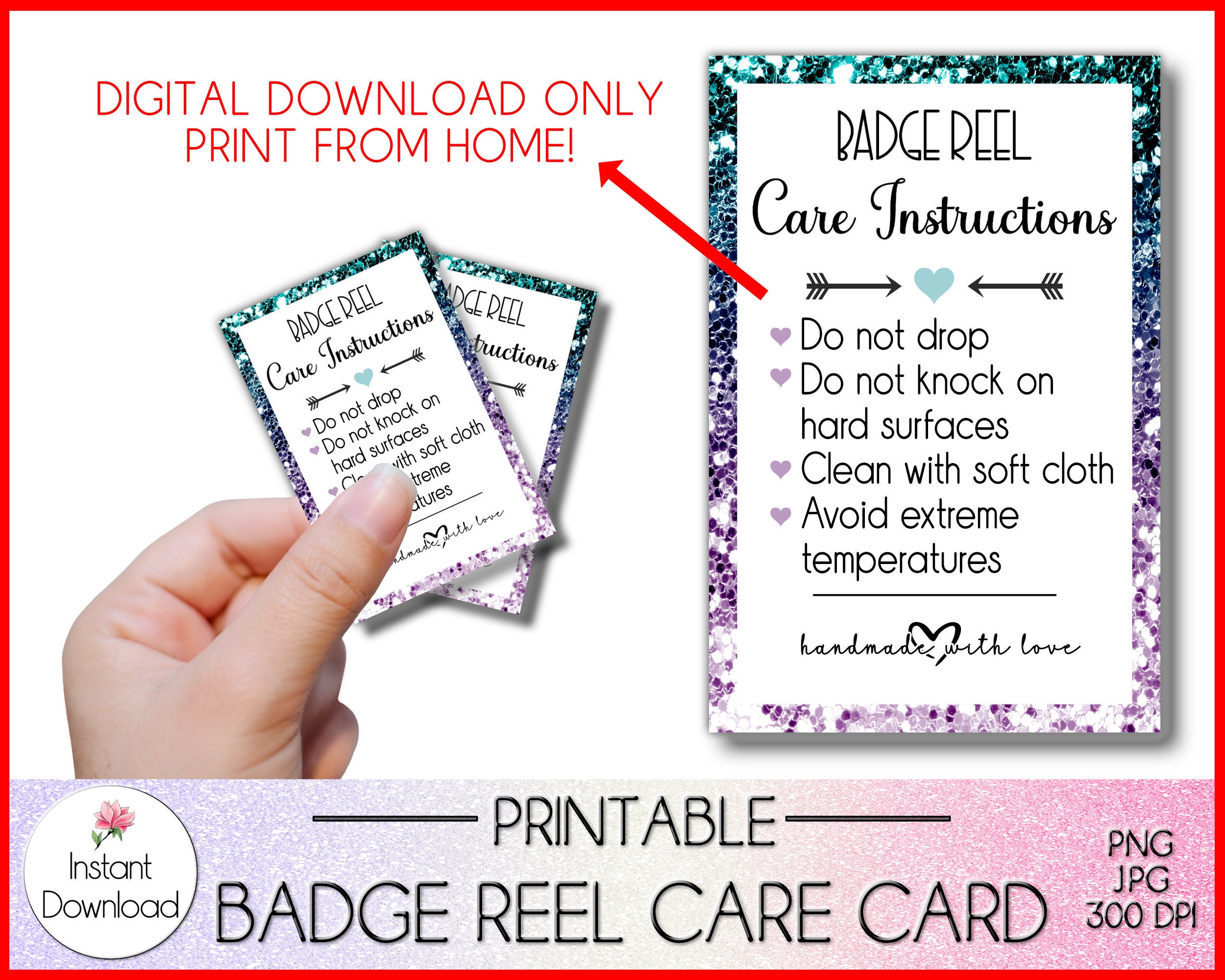 Badge Reel Care Card Printable Badge 