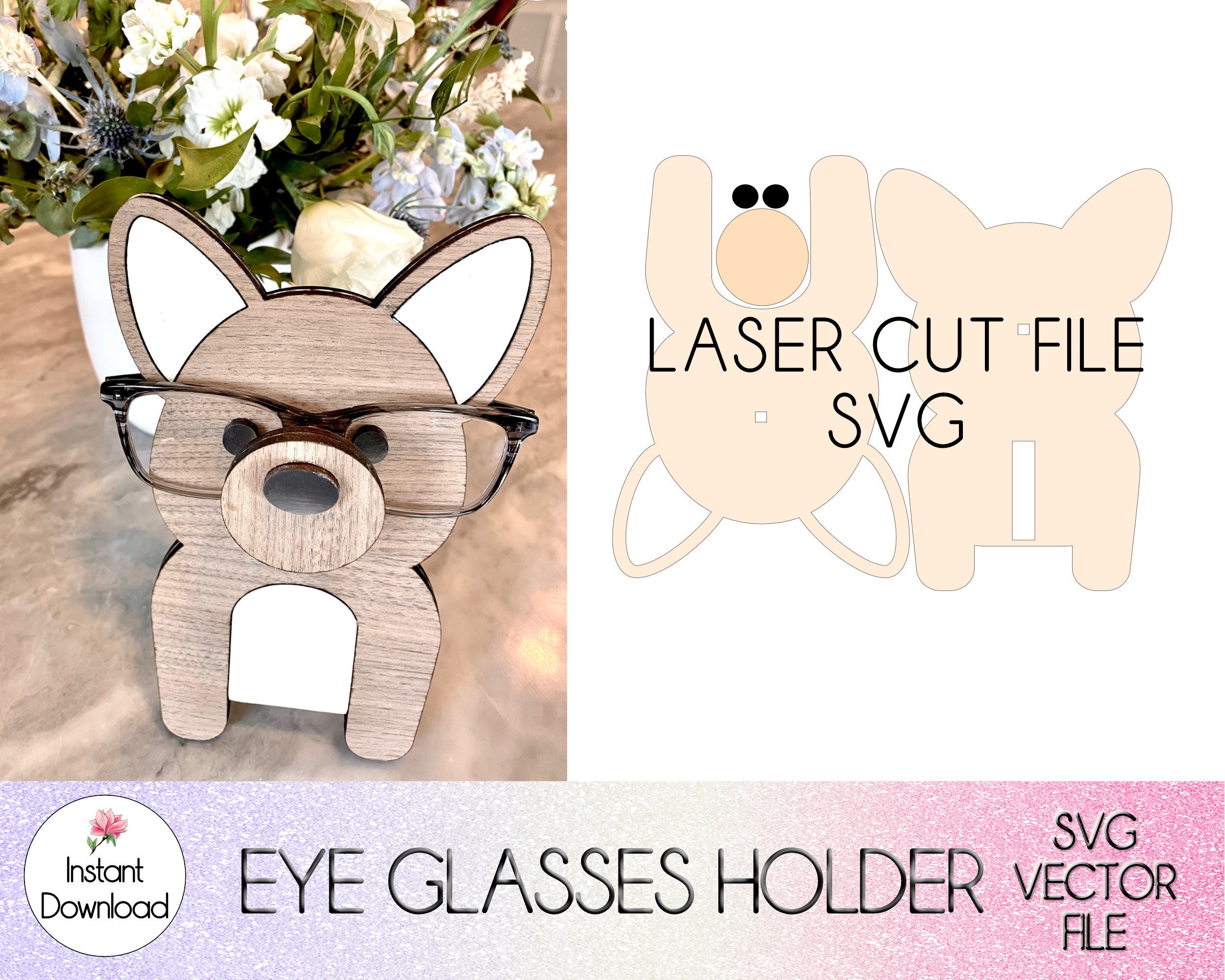 Corgi Eyeglass Holder SVG, Glowforge SVG file, Eyeglasses Stand, Glasses Holder, Eyeglass Display