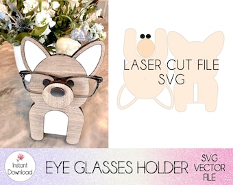 Porta gafas para perro SVG, archivo cortado con láser, soporte para gafas, archivo vectorial