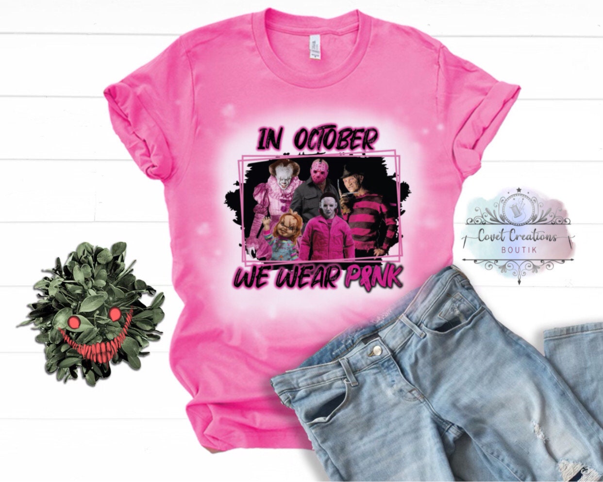 Wear Pink Horror Bleached Distressed 