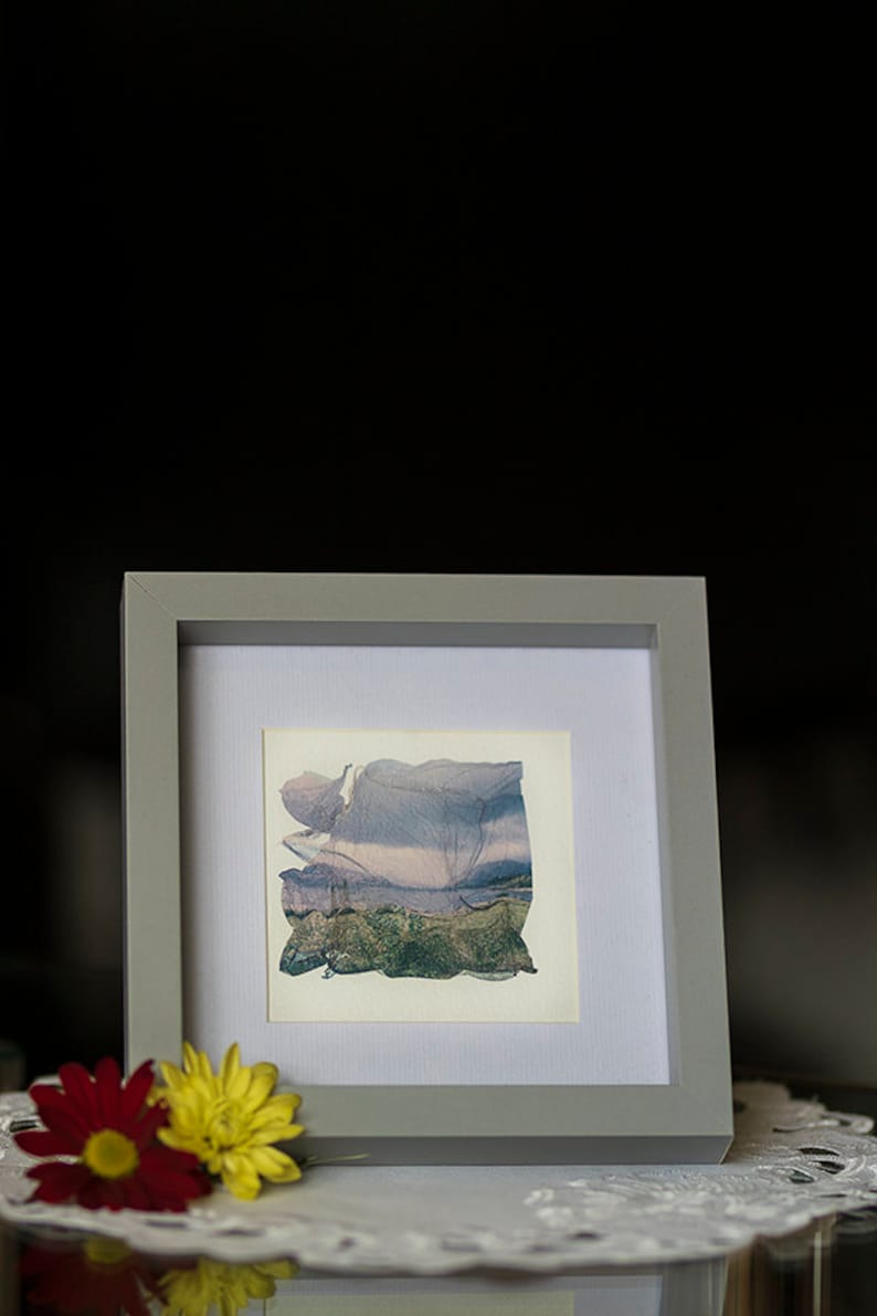 Polaroid emulsion lift Loch Laich beach from Scotland project