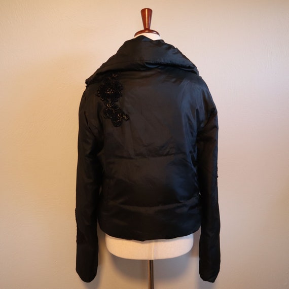 Vintage Guess Black Puffer Jacket with Velvet Floral Size Medium