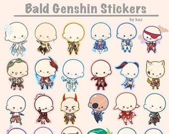 Discontinued Cursed Bald Genshin Stickers Glossy Waterproof Weatherproof