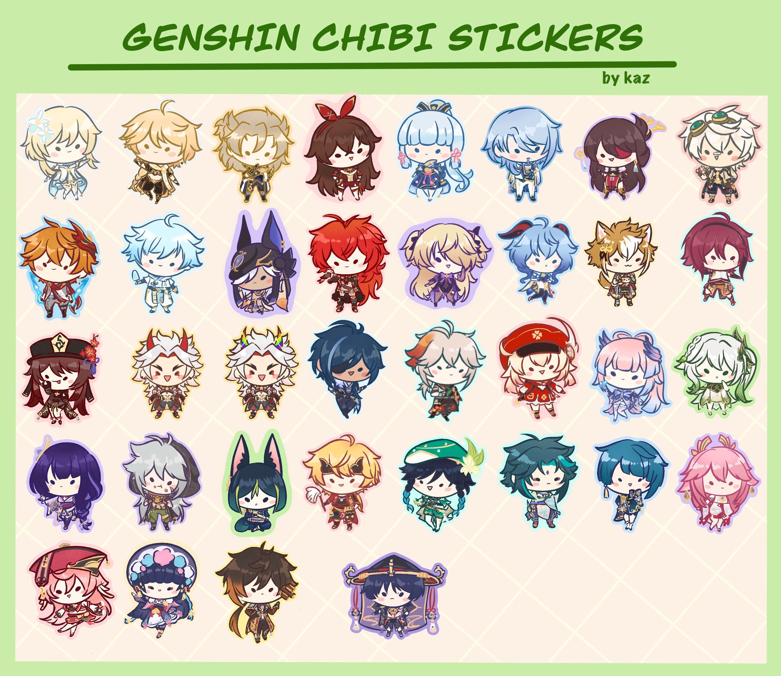 Discontinued Chibi Genshin Stickers 2.7 Inches Matte Waterproof Weatherproof