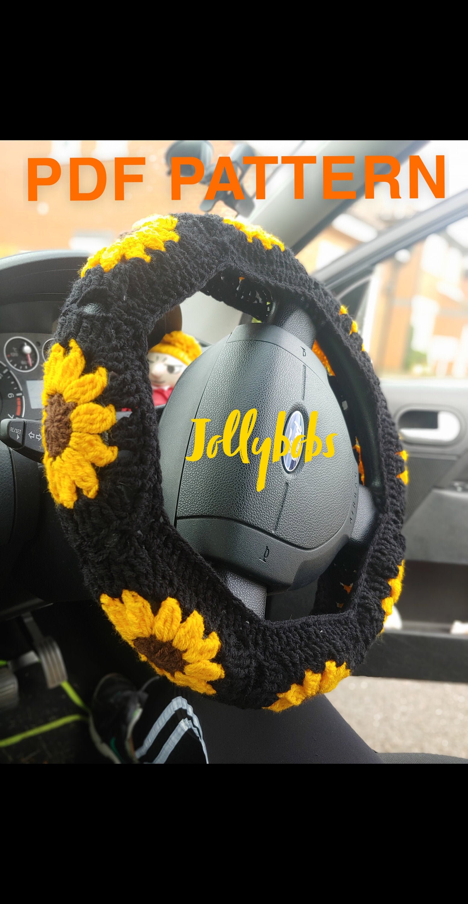 Sunflower steering wheel cover pattern