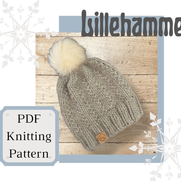 NEW!  Knitting Pattern Chunky Lillehammer Beanie Knit Pattern - Scandi Knit - Easy Hat pattern - Womens Hat Pattern