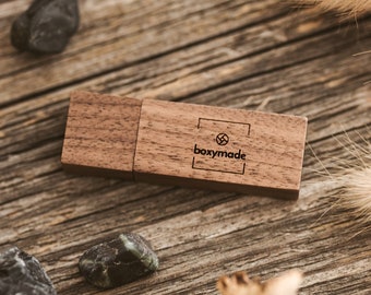 Memoria USB personalizada de madera de nogal. Unidad flash USB para bodas. Unidad flash USB de 16 GB. Tarjeta de memoria para fotografías y vídeos.
