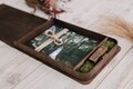 13x18cm (5x7) dark rustic wooden photo box. Couple memory box with USB. Rustic photo gift box. Wedding keepsake box for couples product logo