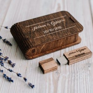 Set of 5 Personalised USB box with wooden USB 3.0 flash drive (optional)