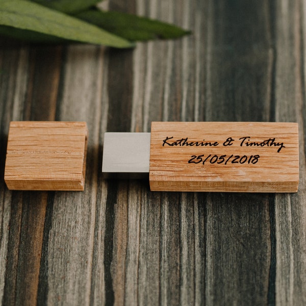 Natural Oak USB thumb drive. Wedding USB memory stick