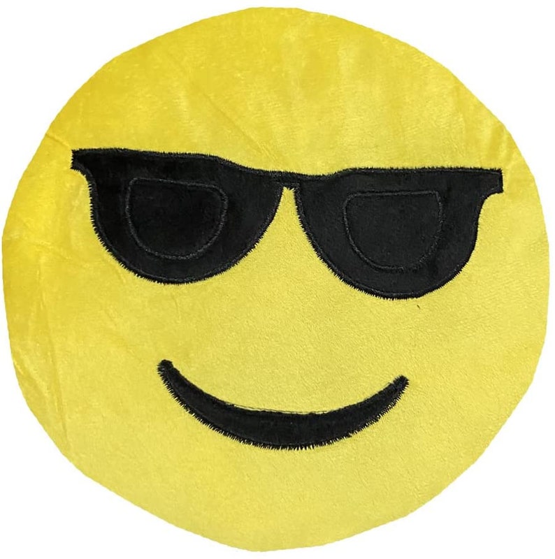 Smile Styles Emoticons Yellow Round Cushion Emoji Pillows Cute Soft Stuffed Toy Decor Smiley Face 35cm x 35cm Cartoon Expression confident