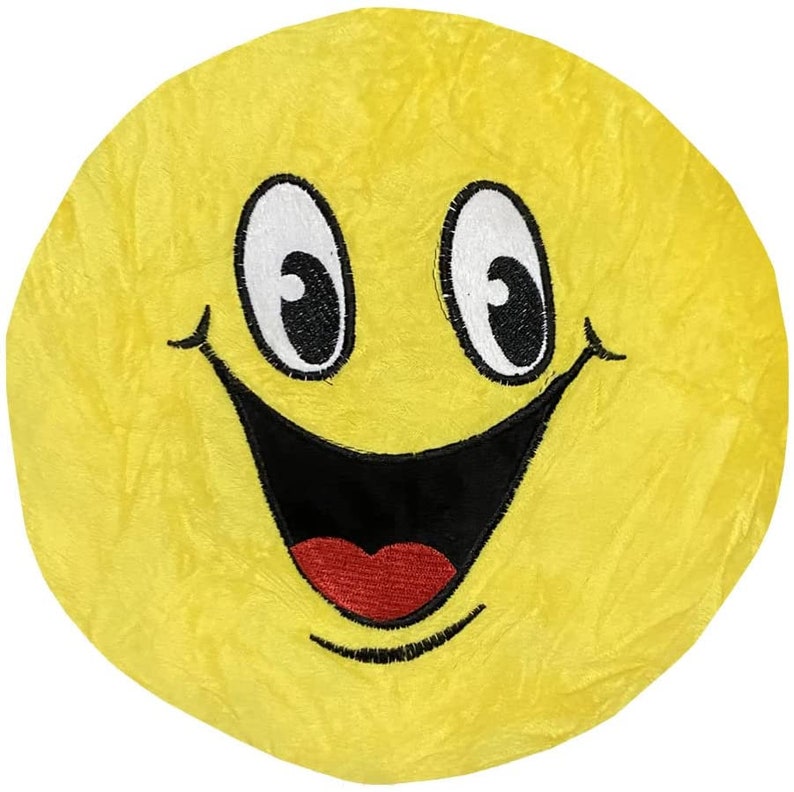 Smile Styles Emoticons Yellow Round Cushion Emoji Pillows Cute Soft Stuffed Toy Decor Smiley Face 35cm x 35cm Cartoon Expression laught/happy