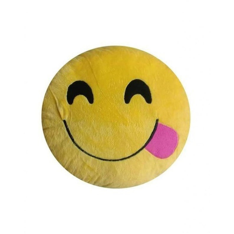 Smile Styles Emoticons Yellow Round Cushion Emoji Pillows Cute Soft Stuffed Toy Decor Smiley Face 35cm x 35cm Cartoon Expression Yum