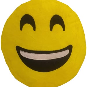 Smile Styles Emoticons Yellow Round Cushion Emoji Pillows Cute Soft Stuffed Toy Decor Smiley Face 35cm x 35cm Cartoon Expression joy