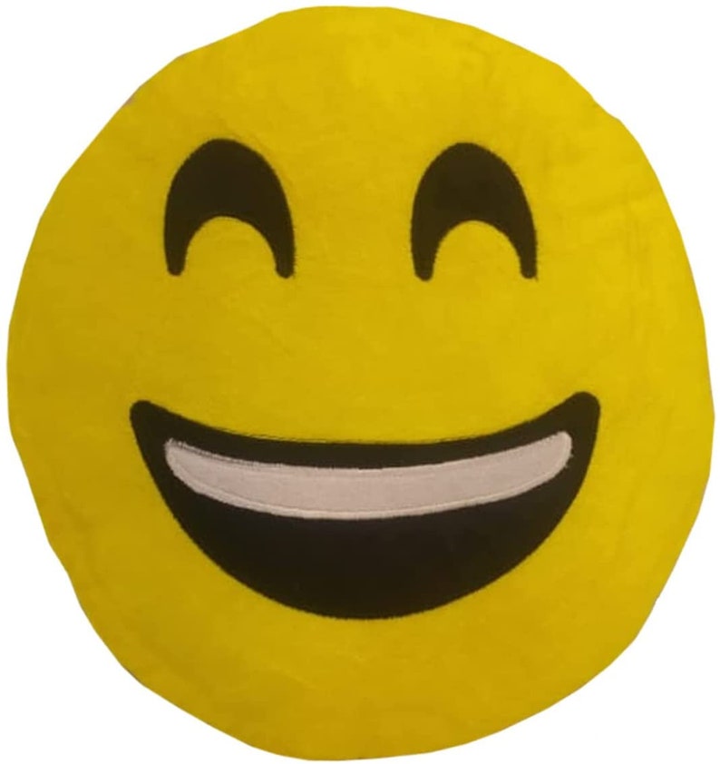 Smile Styles Emoticons Yellow Round Cushion Emoji Pillows Cute Soft Stuffed Toy Decor Smiley Face 35cm x 35cm Cartoon Expression joy