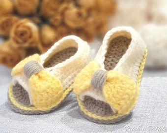 Joli CROCHET MOTIF bébé crochet sandales peep toe crochet bébé chaussures motif en 4 tailles crochet débutant amical