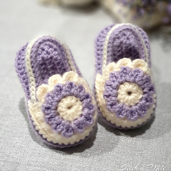 Cute CROCHET PATTERN soft sole flower girl baby shoes, mary jane crochet sandal shoes in 4 sizes from 0-12m