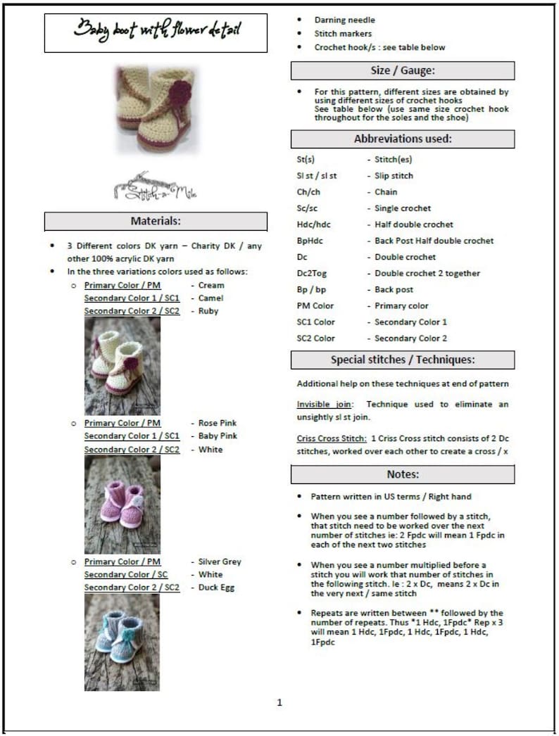 Mönster för virkade babyskor: Blomsterflickaskor (PDF-mönster) bild 10