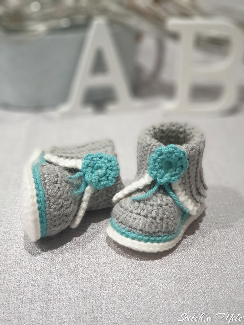 Mönster för virkade babyskor: Blomsterflickaskor (PDF-mönster) bild 8