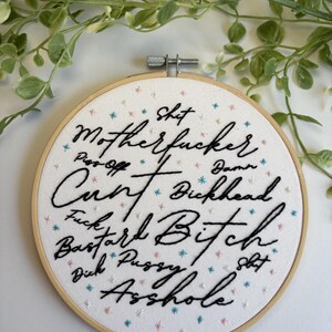 Curse Word Embroidery Hoop: Vulgar Confetti Decor, 6 inch image 3