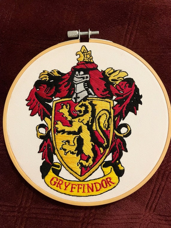 Grifondoro Casa Crest Harry Potter, ricamo di Hogwarts grifondoro divino,  fatto a mano, arte del cerchio cucito a mano, ricamo 6 pollici di diametro  -  Italia