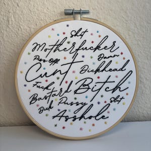 Curse Word Embroidery Hoop: Vulgar Confetti Decor, 6 inch Rainbow (LGBT)