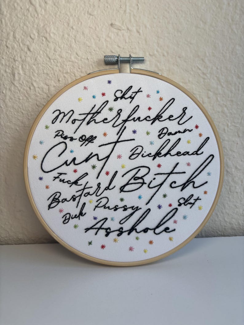 Curse Word Embroidery Hoop: Vulgar Confetti Decor, 6 inch Rainbow (LGBT)