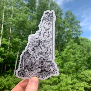 New Hampshire Sticker, New Hampshire Decal, New Hampshire Mountains Sticker New Hampshire NH Stickers NH Computer Sticker NH Car Sticker