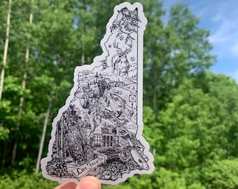 New Hampshire Sticker, New Hampshire Decal, New Hampshire Mountains Sticker New Hampshire NH Stickers NH Computer Sticker NH Car Sticker