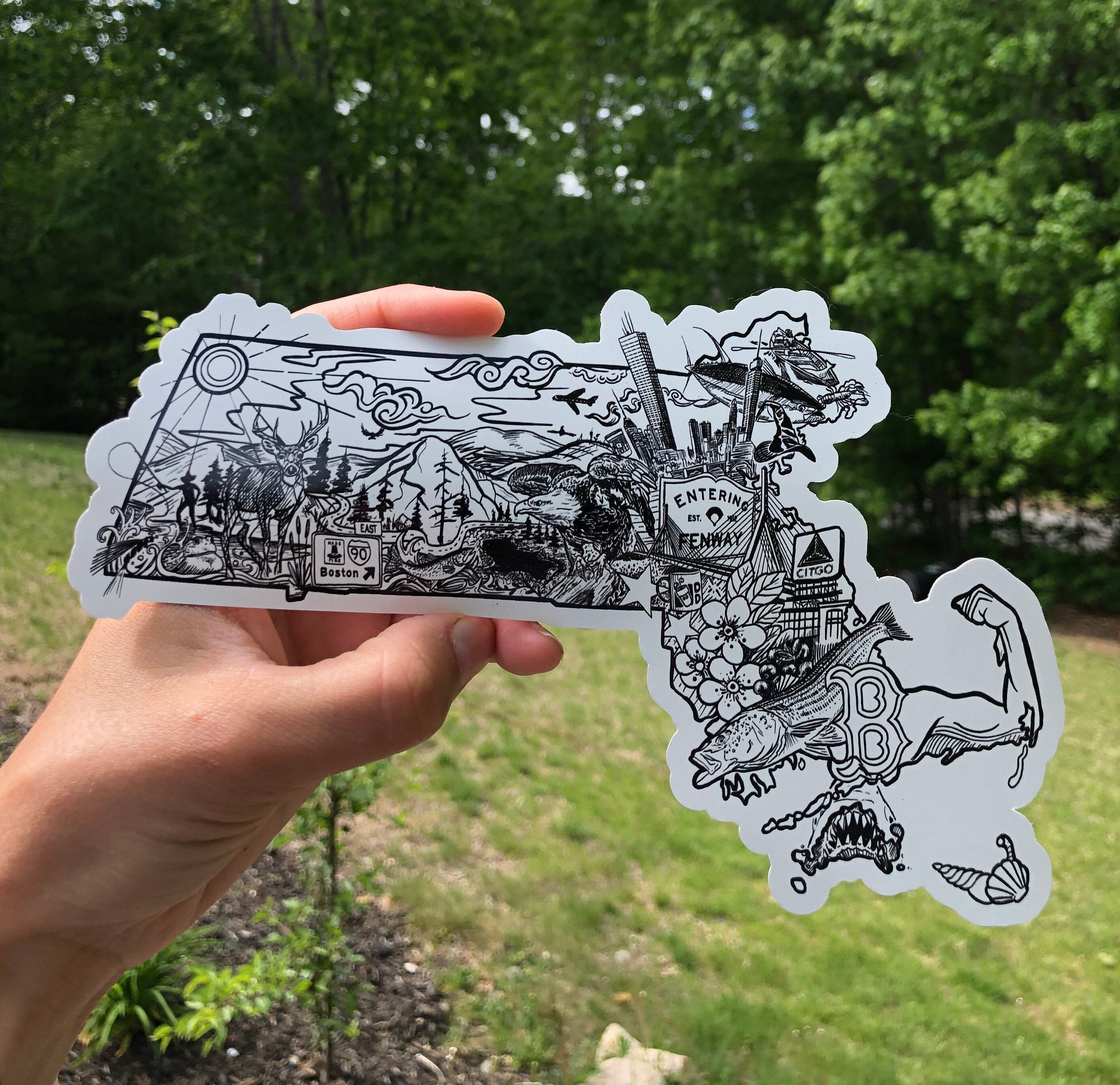 Massachusetts State Sticker Art 6in