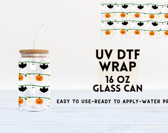 UV DTF Pumpkins Bats Ghosts, Halloween, Halloween wrap, UV Dtf Wrap, Ready to Apply, Permanent Adhesive, Waterproof, Dtf Transfer, Cup Wrap