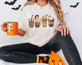 Horror Characters Coffee, Clear Film ScreenPrint, Plastisol Screen Print, Screen Print Transfers, Halloween Screen Print Transfer, Latte