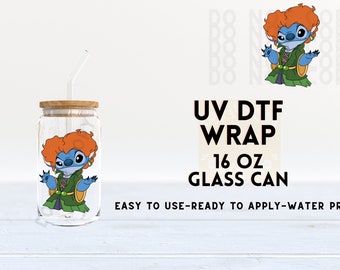UV DTF Halloween, Halloween Decal, Alien Sister, UV Dtf Wrap, Ready to Apply, Permanent Adhesive, Waterproof, Dtf Transfer, Cup Wrap