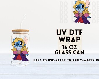 UV DTF Halloween, Halloween Decal, Alien Sister, UV Dtf Wrap, Ready to Apply, Permanent Adhesive, Waterproof, Dtf Transfer, Cup Wrap