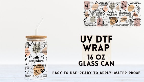 UV DTF Daily Reminders, Clean Version, UV Dtf Wrap, Ready to Apply,  Permanent Adhesive, Waterproof, Cup Wraps, Affirmations, Cup Wrap 