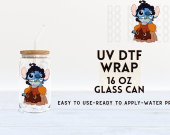 UV DTF Halloween, Halloween Decal, Alien Sister, UV Dtf Wrap, Ready to Apply, Permanent Adhesive, Waterproof, Dtf Transfer, Cup Wrap
