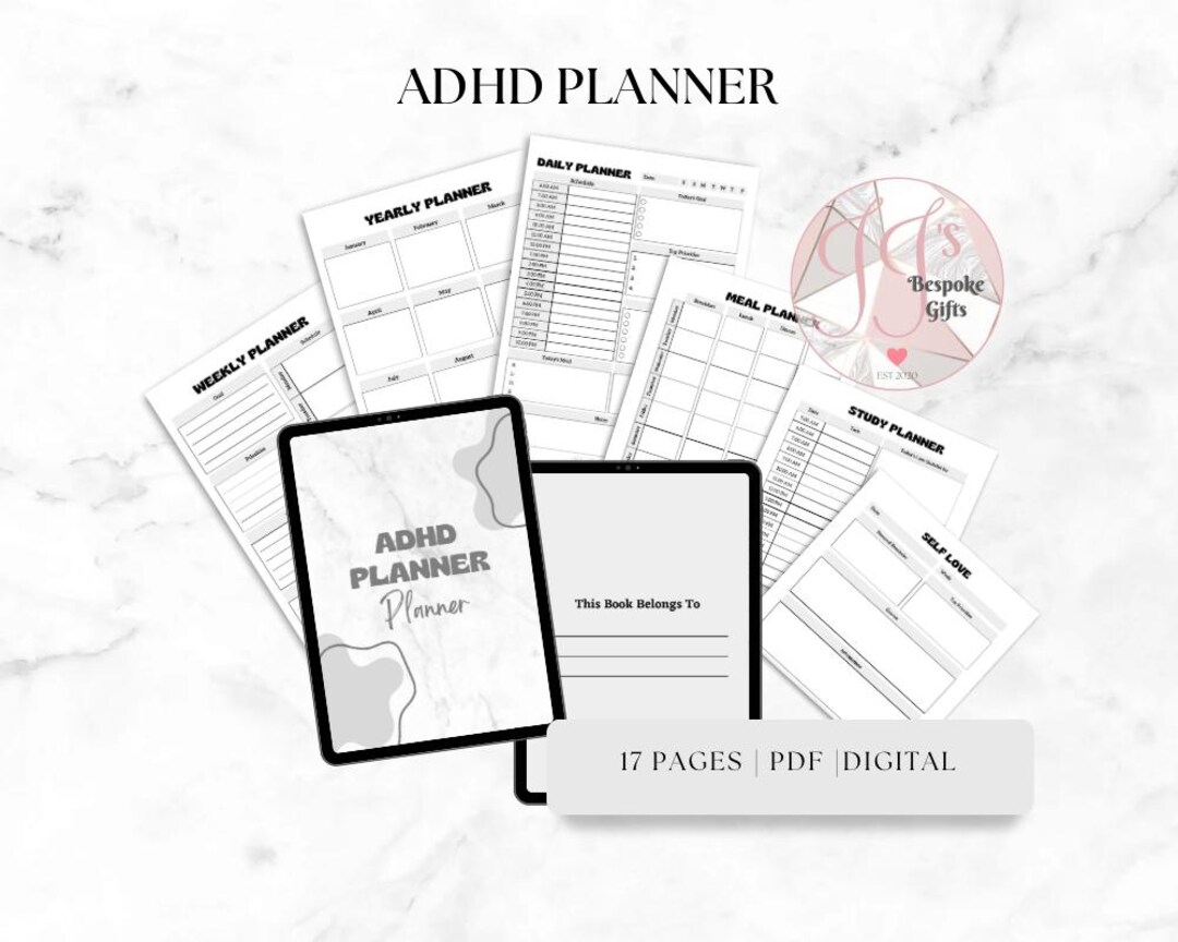 ADHD Planner Printable Bundle | Habit Trackers | Self Care | ADHD ...
