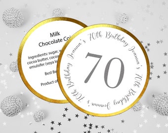 70th Birthday Schokoladenmünzen | 70th Birthday Münze | 70. Geburtstag Schokolade | 70er Münze | 70er Jahre Schokoladenmünze