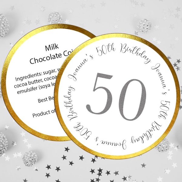 50th Birthday Chocolate Coins | 50th Birthday Coin | 50th Birthday Chocolate | 50th Coin | 50th Chocolate Coin