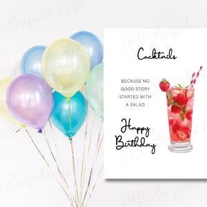 Biglietto di compleanno per cocktail/buon compleanno/biglietto per lei/biglietto per lui/biglietto d'auguri/festeggiare