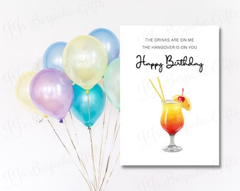 Cocktail Birthday Card | Personalized Greetings Card